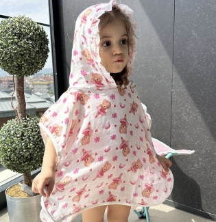 Organik bambu müslin panço