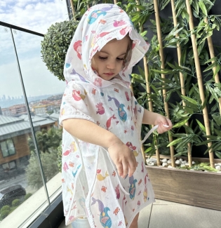 Organik bambu müslin panço